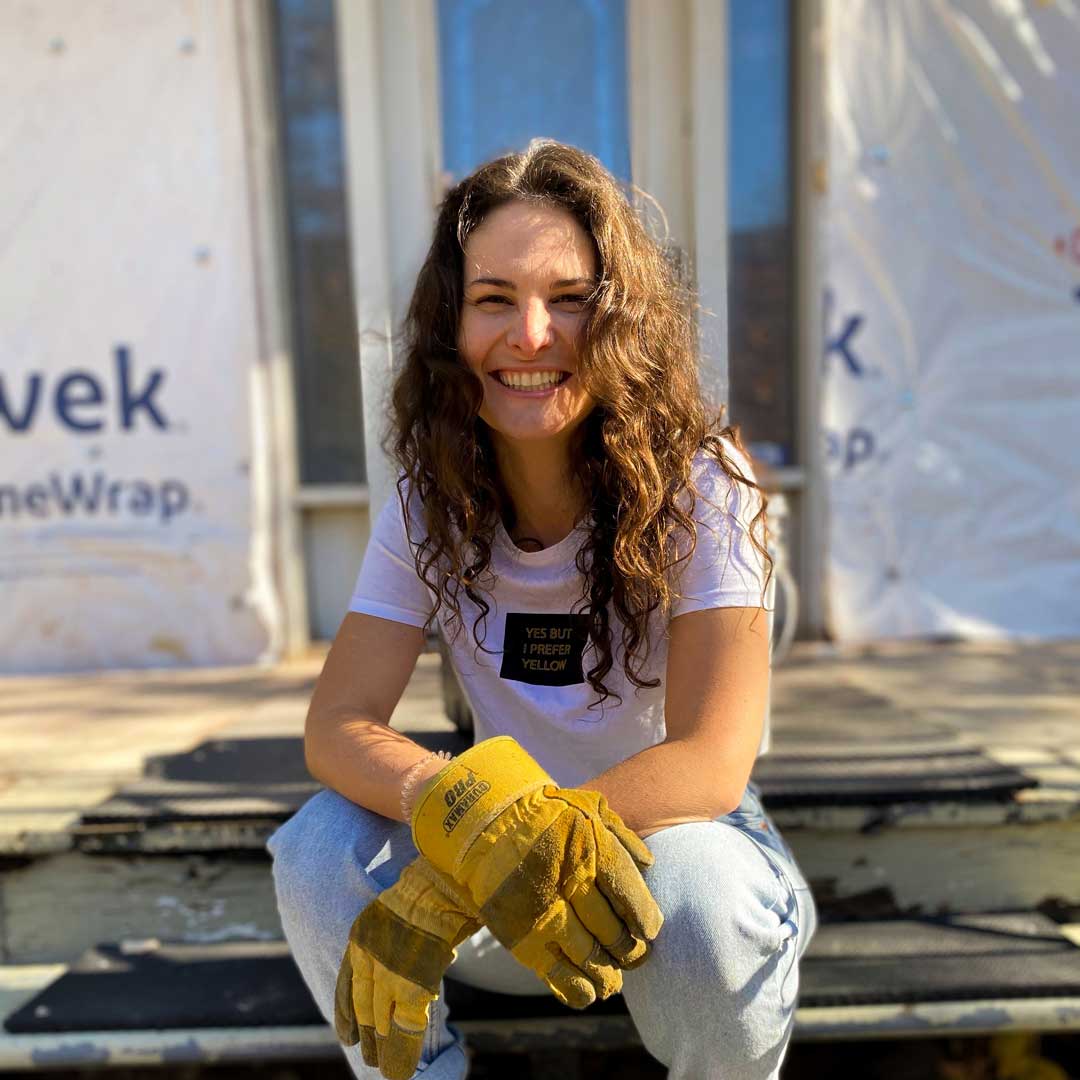 Marie-France sur un chantier