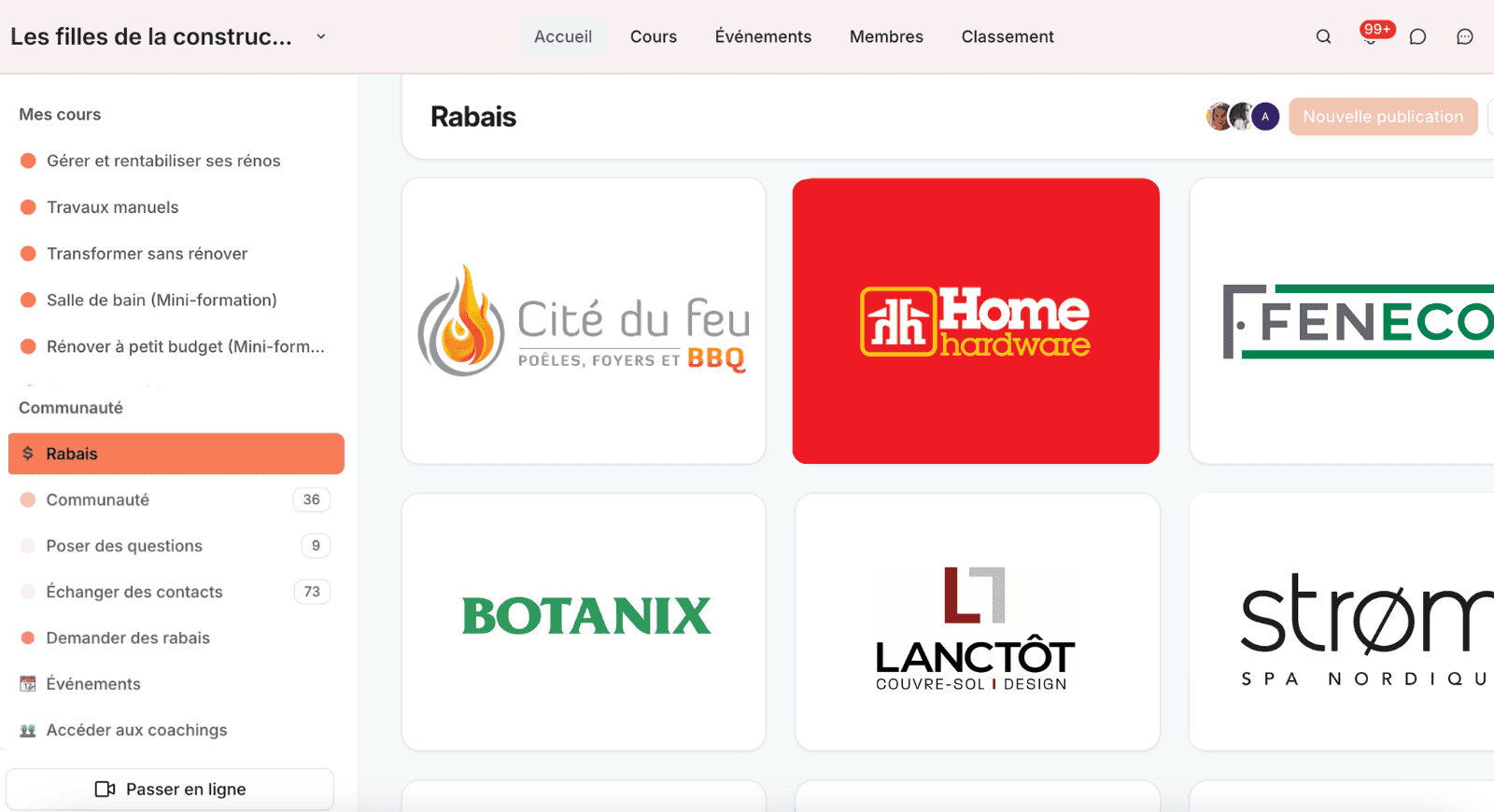 Les rabais des fournisseurs partenaires